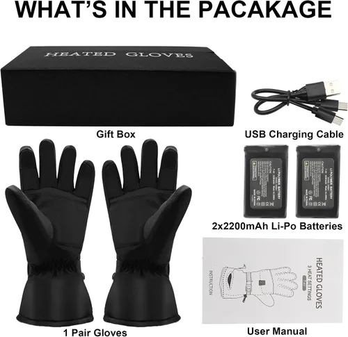 Miniatura 8 de SVPRO Guantes calefactables, guantes térmicos con batería eléctrica, impermeables, guantes de caza de invierno, guantes calefactables para pantalla