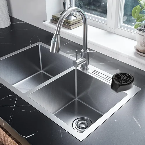 Miniatura 9 de Petyoung Enjuagadora de vidrio para fregadero de cocina, enjuague de vidrio giratorio de 360 grados con cabezal rociador extraíble, lavadora