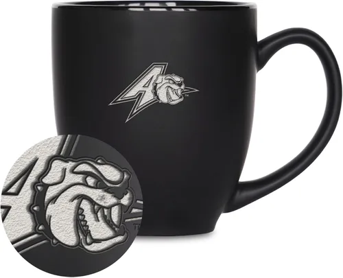 Miniatura 404 de Rico Industries - Taza de cerámica mate negra con grabado láser estándar de 15oz para NCAA (escuelas T & U) - Para bebidas calientes o frías