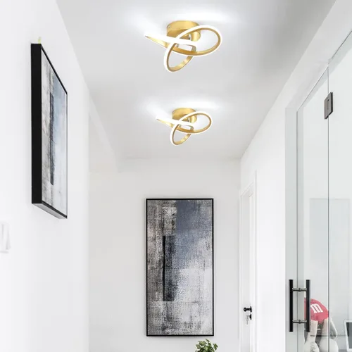 Miniatura 2 de Lámpara LED para pasillo, moderna lámpara de techo LED dorada de 6000 K, lámpara de techo semiempotrada para pasillo, cocina, dormitorio, entrada