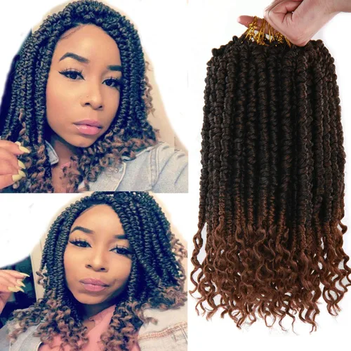 Paquete de 8 extensiones de cabello de ganchillo de 12 pulgadas, trenzas de ganchillo senegalesas, rizados, con rizos de resorte, para mujeres