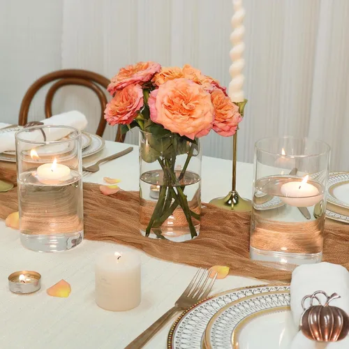 Miniatura 3 de SUPMIND 12 jarrones cilíndricos transparentes para centros de mesa, jarrones de flores de vidrio para decoración de bodas y decoración del hogar