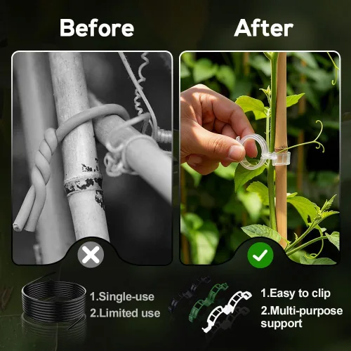 Miniatura 6 de Clips de soporte para plantas, clips de tomate mejorados 2026 para plantas trepadoras, clip de jardín de plástico reutilizable para tallos de uva