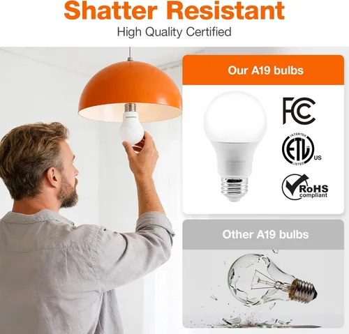 Miniatura 5 de Bombilla LED ECO Sylvania, A19, equivalente a 100 W, eficiente 14.5 W, 7 años, 1450 lúmenes, esmerilada, 5000 K, luz diurna - Paquete de 6 (40884)