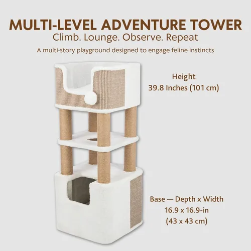 Miniatura 6 de Trixie Lucano - Árbol para gatos de 39.8 pulgadas, muebles de interior para gatos con postes rascadores de yute, condominio cubierto de sisal y Gris