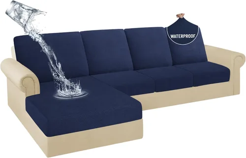Miniatura 20 de HDCAXKJ Fundas de Cojines para Sofá Seccional 100% Impermeables, 3 Piezas, Forma de L, Funda Seccional Elástica para Chaise, Juego de Fundas