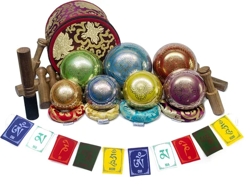 Miniatura 2 de ESK Juego de 7 cuencos tibetanos curativos de chakras para meditación, cuencos cantores del Himalaya, ESK 11