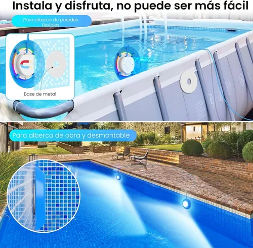 Miniatura 2 de LyLmLe Luces LED de piscina, Luz magnética sumergible inteligente RGB de 20W con control por APP, 800lm regulable, luces subacuáticas IP68 Azul