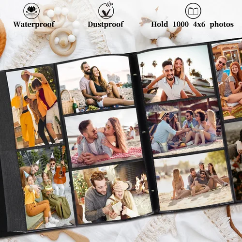 Miniatura 3 de Artmag Álbum de fotos de 4 x 6 pulgadas, 1000 fotos, gran capacidad, cubierta de cuero para bodas, álbumes de fotos con capacidad para fotos Marrón