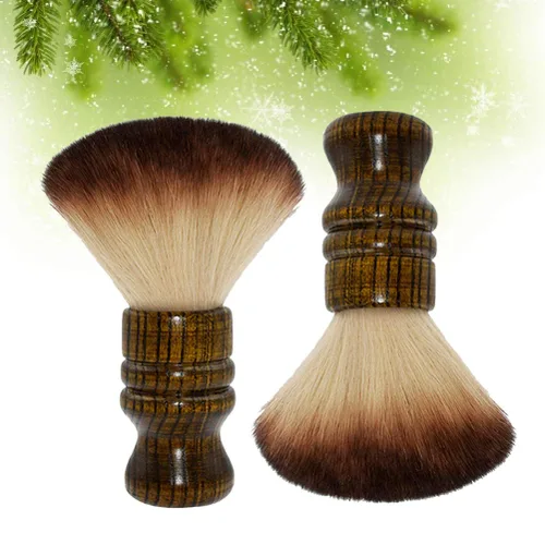 Miniatura 7 de Cepillo profesional para el cuello de la peluquería de 2 piezas con mango de madera, cepillo de barrido de pelo y kits de corte