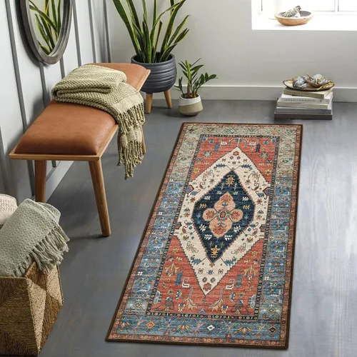 Miniatura 21 de Beeiva Alfombra bohemia lavable de 2 x 3 pulgadas, tapete ultra fino para puerta de entrada interior, tapete antideslizante para puerta delantera