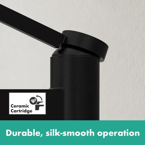 Miniatura 4 de hansgrohe Finoris 76020671 - Grifo de lavabo de baño con montaje de drenaje emergente, 1.2 GPM, negro mate, 76020671 Mate negro