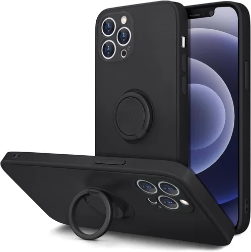 Miniatura 17 de Hython Funda para iPhone 12 Pro Max con Soporte de Anillo [Soporte Magnético Giratório de 360°] [Forro de Microfibra Suave] Borde Chapado en Oro