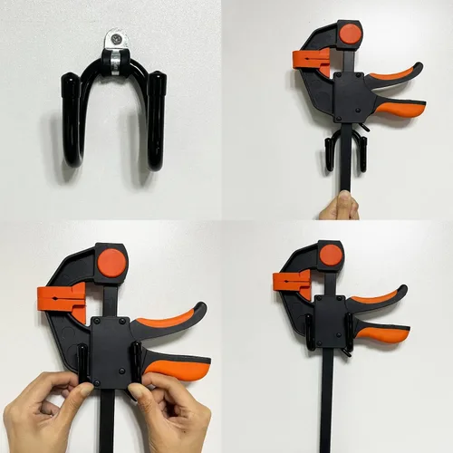 Miniatura 3 de Paquete de 2 ganchos de abrazadera de barra, clip de almacenamiento de pared, soporte de abrazadera, sostiene cualquier tamaño, se dobla para varios