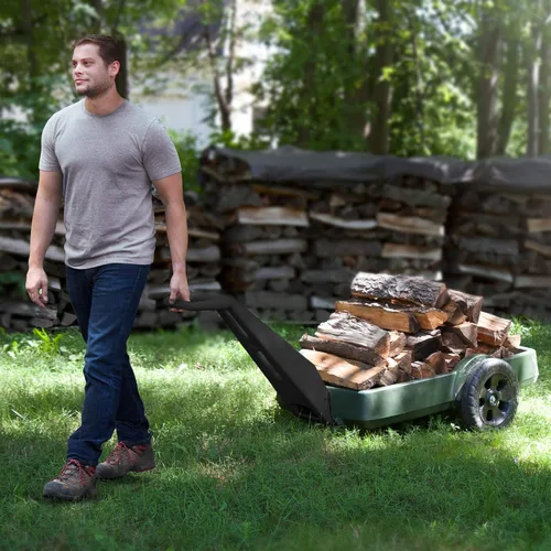 Miniatura 2 de Simplay3 Carrito para exteriores para patio y jardín, mango largo, fácil de girar, 2 ruedas, carrito de plástico resistente para el patio trasero