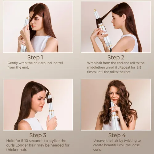 Miniatura 7 de Set de cepillo secador de pelo 5 en 1, cepillo secador de aire caliente con iones negativos, cepillo alisador de pelo, cepillo rizador de pelo