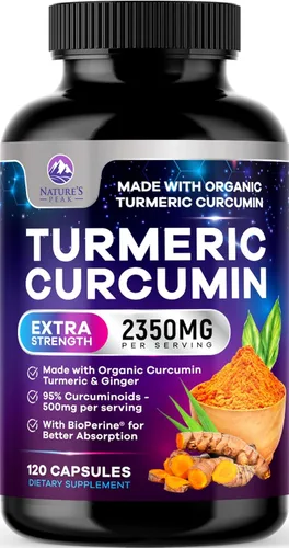 Suplemento de curcumina de cúrcuma – 1750 mg de cúrcuma orgánica por porción – 95% curcuminoides, jengibre y pimienta negra BioPerine para una mejor