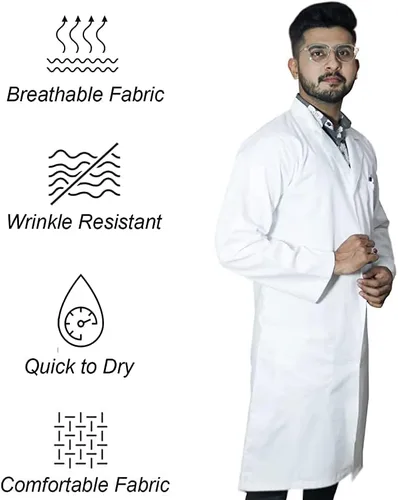 Miniatura 6 de DR Uniforms - Abrigo de laboratorio de algodón, unisex, color blanco, para estudiantes y médicos