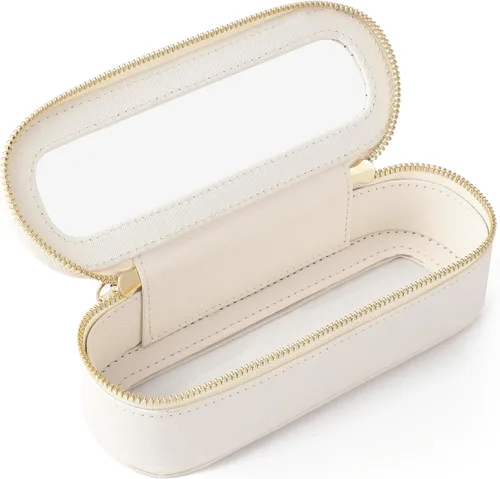 Miniatura 44 de Aveniee Organizador de bolsa de maquillaje transparente, bolsa de aseo de viaje para mujer, bolsa de cosméticos impermeable con cremalleras, Rosa