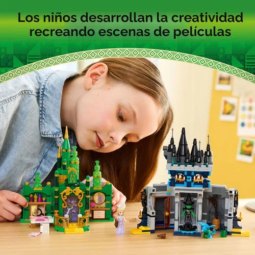 Miniatura 4 de LEGO Wicked Emerald City & Kiamo Ko Castle Juguete de Construcción - Figuras de juguete de Elphaba y Glinda, 2 sets de juego construibles
