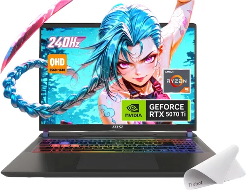 msi Portátil para juegos Vector 16 HX AI, 16 pulgadas QHD+ IPS 240Hz, procesador AMD Ryzen 9-8940HX, GeForce RTX 5070 Ti, retroiluminación RGB, con