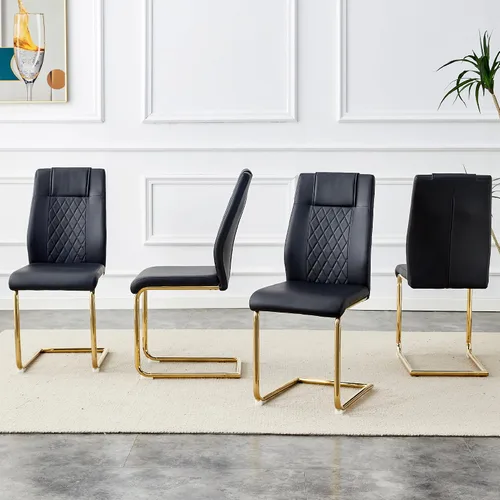 Miniatura 2 de Sillas De Comedor - Juego de 4 sillas de comedor modernas para cocina, con asiento tapizado de piel sintética, patas de metal con respaldo alto