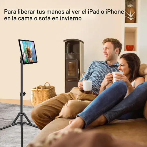 Miniatura 2 de SAMHOUSING Soporte de trípode para iPad, con soporte para iPad de 65 pulgadas de altura ajustable y soporte de piso para iPad con soporte de trípode
