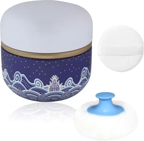 Estuche de Polvo Corporal WEMEGA con Aplicador de Polvo, Contenedor de Polvo, Caja de Té para Polvo Corporal y Facial para Bebés y Mujeres, Estuche