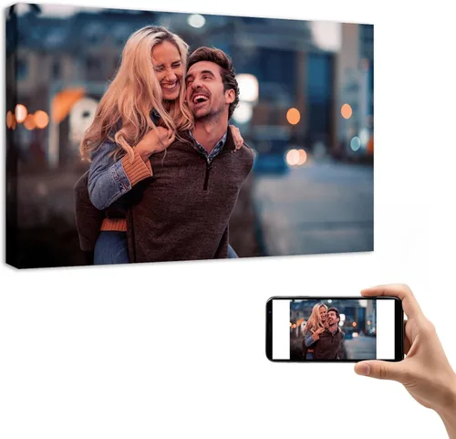 Miniatura 37 de YYYYHPP Impresiones en lienzo con tus fotos, arte de pared personalizado de foto a lienzo, impresión en lienzo para boda, familia, bebé, mascotas