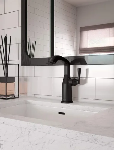 Miniatura 2 de DELTA FAUCET 676-BLLHP-DST Stryke Grifo de altura media menos mango negro mate solo agujero Mate negro