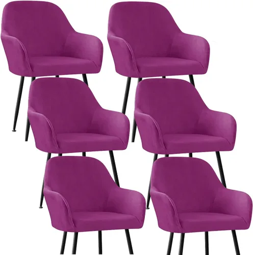 Miniatura 42 de Fundas protectoras de terciopelo elástico para sillas de comedor con brazos y respaldo curvado pequeño, juego de 6/4/2 para cocina, oficina, hogar