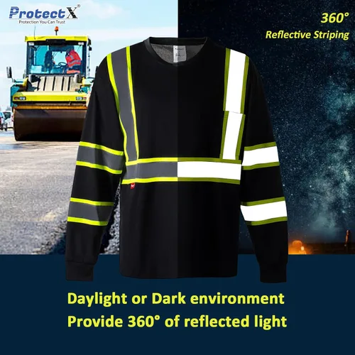 Miniatura 2 de ProtectX Camisas de manga larga de alta visibilidad, camiseta de seguridad reflectante de alta visibilidad para hombres y mujeres, camisa