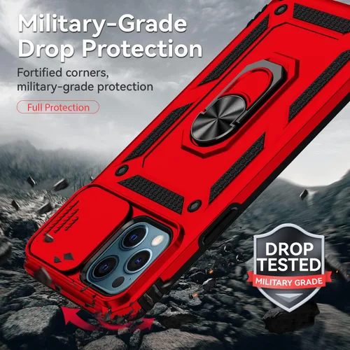 Miniatura 3 de Funda para iPhone 12 Pro Max, con cubierta para lente de cámara, protector de pantalla HD, [grado militar] anillo de montaje en coche con soporte