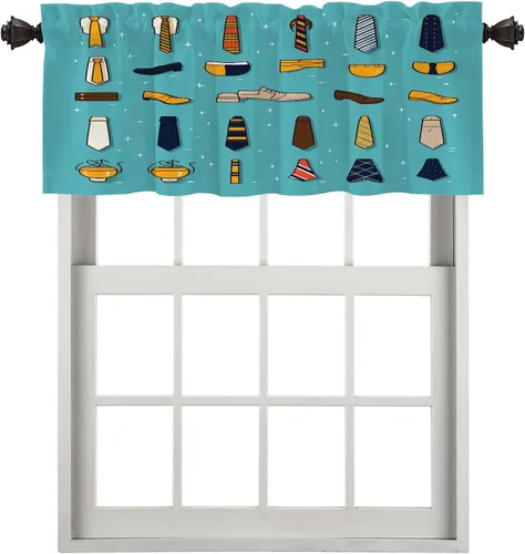 Miniatura 224 de Cortinas opacas de poliéster multicapa para cafetería, con diseño de diamantes, 2 unidades, 26 x 24 pulgadas