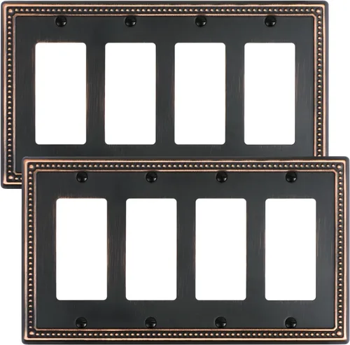 Miniatura 14 de Paquete de 4 placas de cubierta para interruptor de luz de palanca individual, cubiertas decorativas de perlas, placa de pared de metal almendra