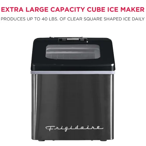 Miniatura 3 de Frigidaire Máquina de hielo EFIC452, máquina de hielo de acero inoxidable para encimera con ventana transparente, máquina de cubitos de hielo