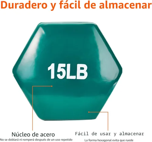Miniatura 3 de Amazon Basics - Mancuernas con revestimiento de vinilo para mano