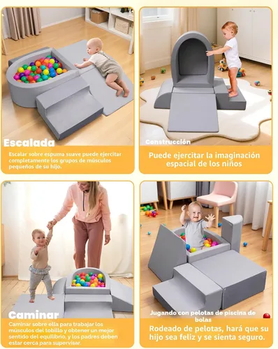 Miniatura 4 de Bloques de escalada para bebés, juego suave para bebés que gatean de 6 a 12 meses, partículas antideslizantes en la parte inferior y conectores
