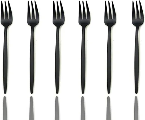 Miniatura 10 de JASHII Juego de 20 cubiertos de acero inoxidable 304 negro mate para el hogar, juego de vajilla de cocina con cuchillo/tenedor/cuchara servicio