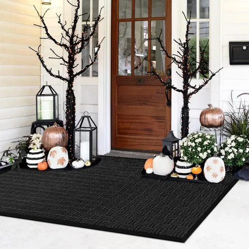 Miniatura 8 de Mibao Tapete para puerta delantera, resistente y duradero, tapete de bienvenida para interiores y exteriores, atrapador de suciedad, impermeable