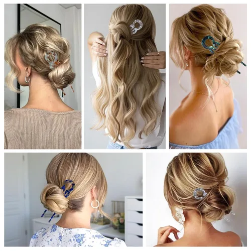 Miniatura 7 de 4 horquillas francesas de prestigio para mujer, accesorios para el cabello con diseño dentado antideslizante, ángulo curvado para un mejor ajuste
