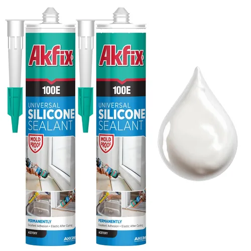 Miniatura 18 de Akfix 100E RTV Masilla de Silicona Transparente (12x10.1 fl.oz.)- Sellador de Silicona 100% Impermeable para Cocina y Baño, Ducha, Ventana y Puerta