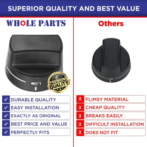 Miniatura 6 de Pomo de repuesto Whole Parts mejorado (negro) N.º de pieza PA010122 - Reemplazo y compatible con algunas parrillas Viking VGRC, IC, RT - Reemplaza