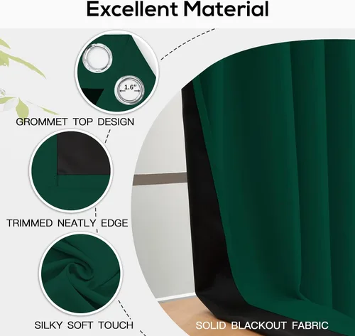 Miniatura 114 de Yakamok Cortinas negras, cortinas de ventana con aislamiento térmico y eficiencia energética para dormitorio, cortinas opacas completas y cortinas