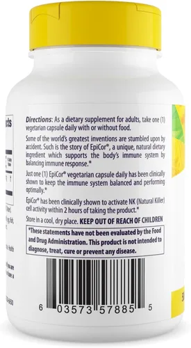 Miniatura 3 de Healthy Origins EpiCor 500 mg, 60 cápsulas vegetales – Con fermentado de levadura seca clínicamente estudiado – Apoya la función inmunológica