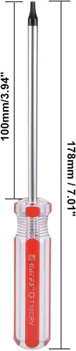 Miniatura 3 de uxcell Destornillador Torx, destornillador de estrella magnético de seguridad T10 de 0.118 in con eje CR-V de 4 pulgadas