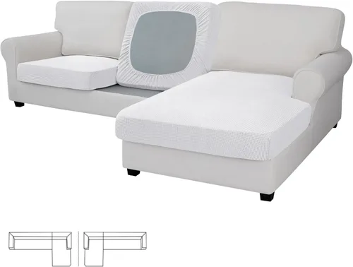 Miniatura 87 de Easy-Going - 4 Fundas de cojín elásticas para sofá seccional, izquierda/derecha, en forma de L, funda de asiento antideslizante, suave, flexible