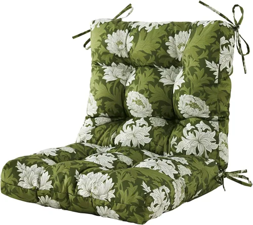 Miniatura 13 de ARTPLAN Cojines para silla de exterior y respaldo bajo, 40 x 20 x 4 pulgadas, cojín de mimbre grueso copetudo para patio exterior con lazos