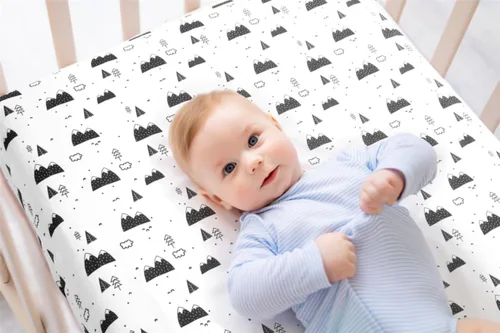 Miniatura 3 de Juego de 4 sábanas bajeras para cuna con animales del bosque de madera, neutras, unisex, para bebés niños o niñas, de dibujos animados Blanco