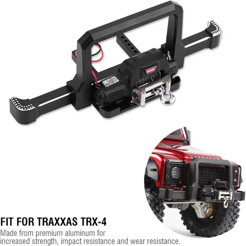Miniatura 3 de Parachoques delantero de coche RC con cabrestante, pieza de actualización de aleación de aluminio resistente para accesorios de orugas Axial SCX10 II